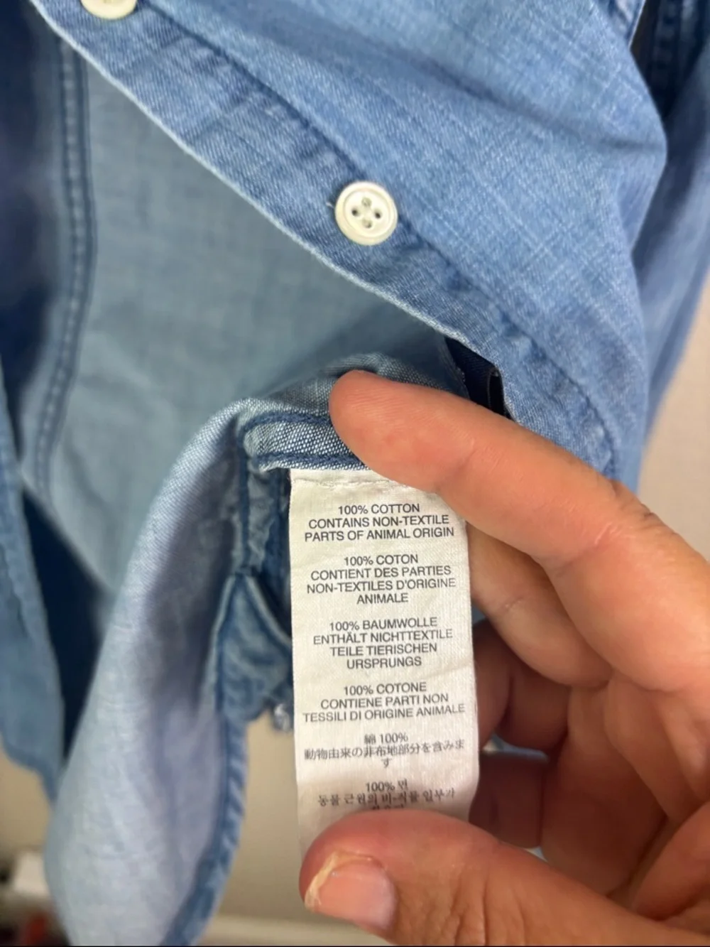 J. Crew Denim Button Down Shirt Long Sleeve 100% cotton size 00